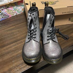 New doc martens Silver/irredescent glitter Never  worn with box !!
